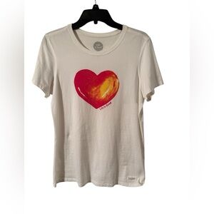 Life is Good Women's white T-Shirt with Red Heart size medium